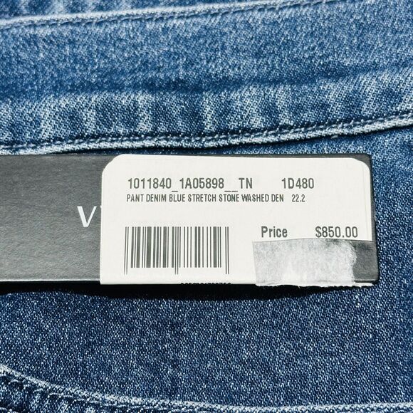 Versace Men’s Size 33 Greca Jeans Blue Stone Wash Straight Leg NWT $850 - Picture 9 of 12
